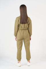 Sprinkles Stitched 2 Piece Winter Co Ord Sets Kids Collection'2025-Crop Jacket With Jogger Pant - Mint Green