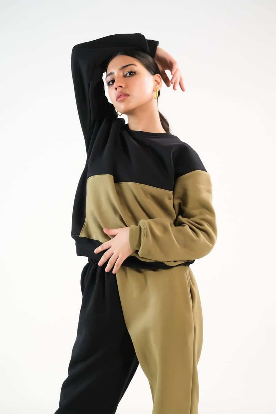 Sprinkles Stitched 2 Piece Winter Co Ord Sets Women Collection'2025-Cozy Black/Mint Green - 2pcs Co-Ord Set