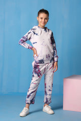 Sprinkles Stitched 2 Piece Winter Co Ord Sets Kids Collection'2025-Tie Die Hoodie With Jogger Pants - Galaxy