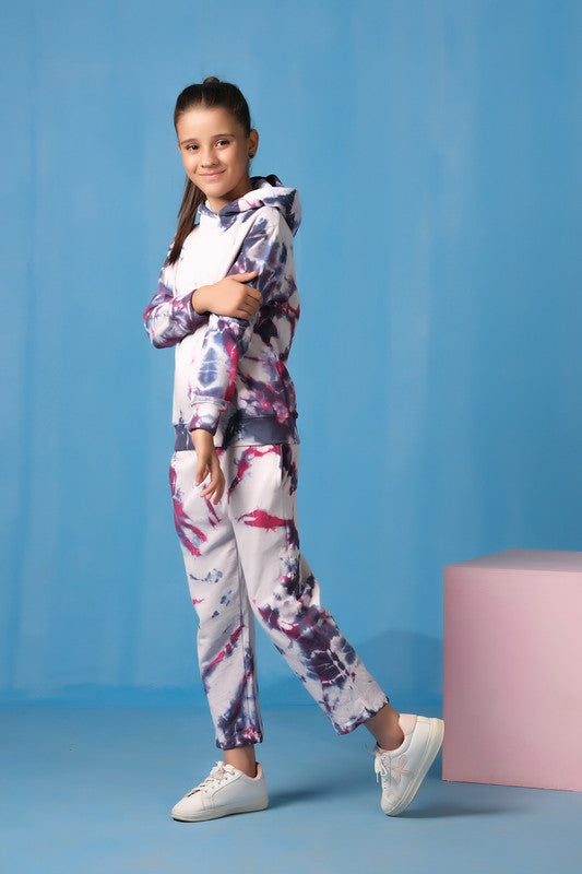 Sprinkles Stitched 2 Piece Winter Co Ord Sets Kids Collection'2025-Tie Die Hoodie With Jogger Pants - Galaxy