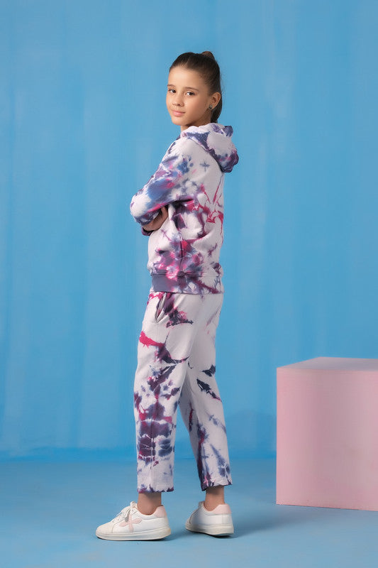 Sprinkles Stitched 2 Piece Winter Co Ord Sets Kids Collection'2025-Tie Die Hoodie With Jogger Pants - Galaxy