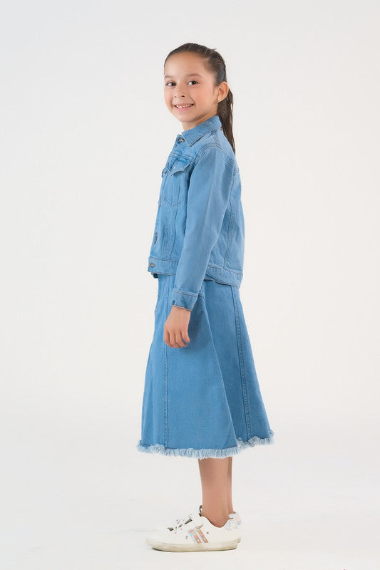 Sprinkles Stitched 1 Piece Winter Shirts Kids Collection'2025-Jacket - Light Wash