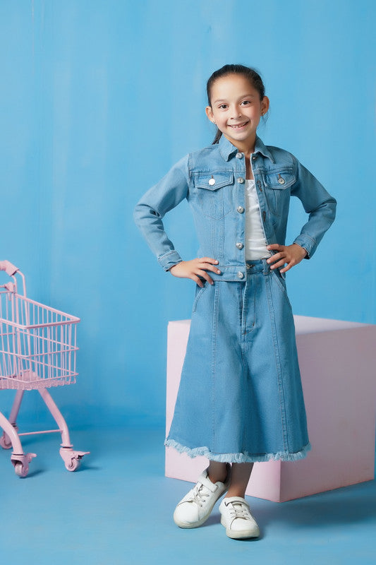 Sprinkles Stitched 1 Piece Winter Shirts Kids Collection'2025-Jacket - Light Wash