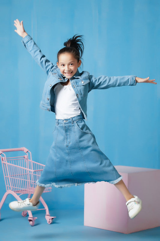 Sprinkles Stitched 1 Piece Winter Shirts Kids Collection'2025-Jacket - Light Wash