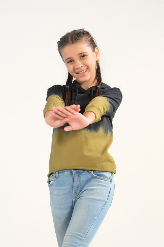 Sprinkles Stitched 1 Piece Winter Shirts Kids Collection'2025-Tie Dye Lace Up Hoodie- Black