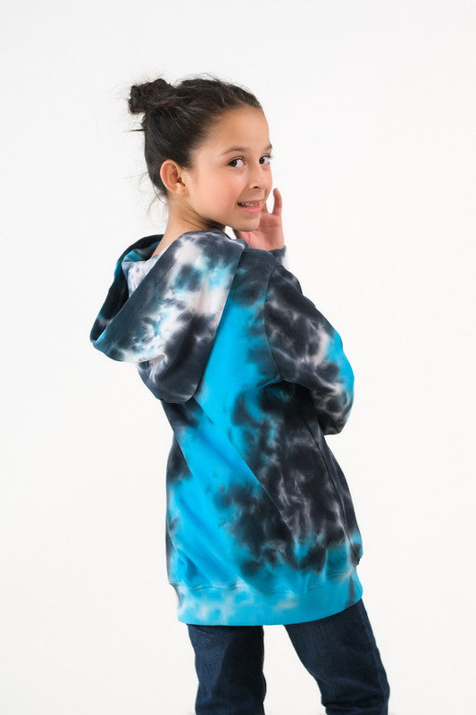 Sprinkles Stitched 1 Piece Winter Shirts Kids Collection'2025-Tie Dye Dipped Hoodie - Blue