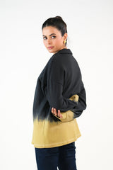 Sprinkles Stitched 1 Piece Winter Shirts Women Collection'2025-Tie Dye Lace Up  Hoodie - Black