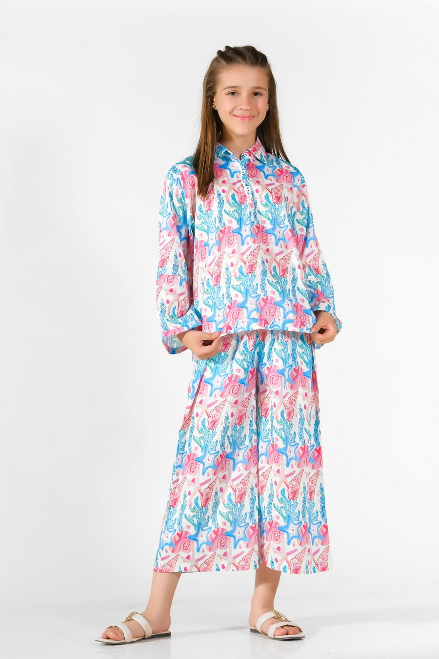 Sprinkles Stitched 2 Piece Summer Luxury Lawn Kids Collection'2025-Seashore - 2 Pcs Set - Luxury Lawn