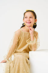 Sprinkles Stitched 1 Piece Formals Shirts Kids Collection'2025-Golden Starry Gown - 1pc Embelished