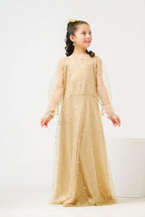 Sprinkles Stitched 1 Piece Formals Shirts Kids Collection'2025-Golden Starry Gown - 1pc Embelished