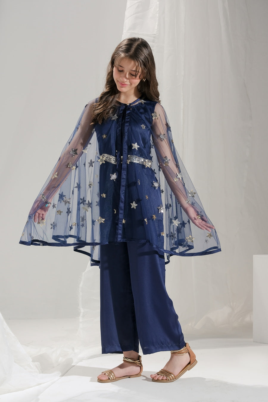 Sprinkles Stitched 2 Piece Formals Jumpsuit Kids Collection'2025-Sitara - 2 pcs Jumpsuit  Long Cape