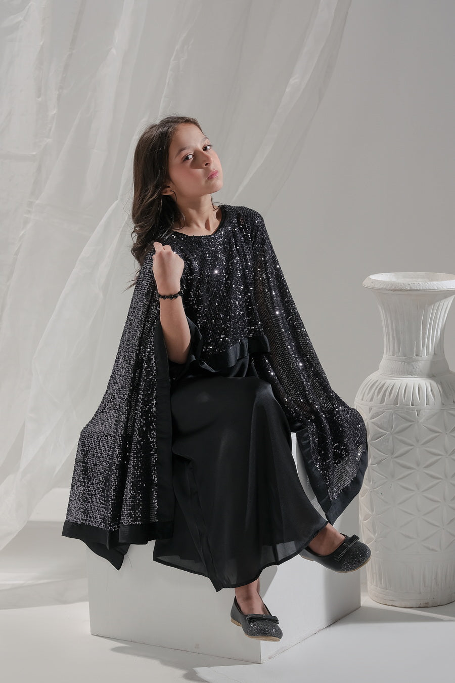 Sprinkles Stitched 2 Piece Formals Festive Kids Collection'2025-Eclipse - 2pcs Long Dress  Poncho