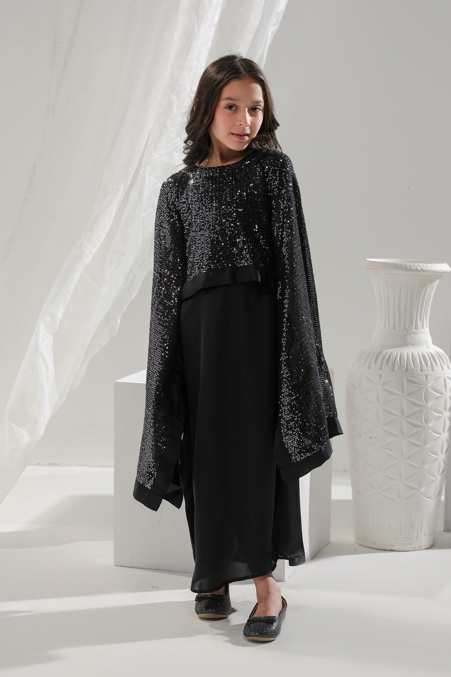Sprinkles Stitched 2 Piece Formals Festive Kids Collection'2025-Eclipse - 2pcs Long Dress  Poncho
