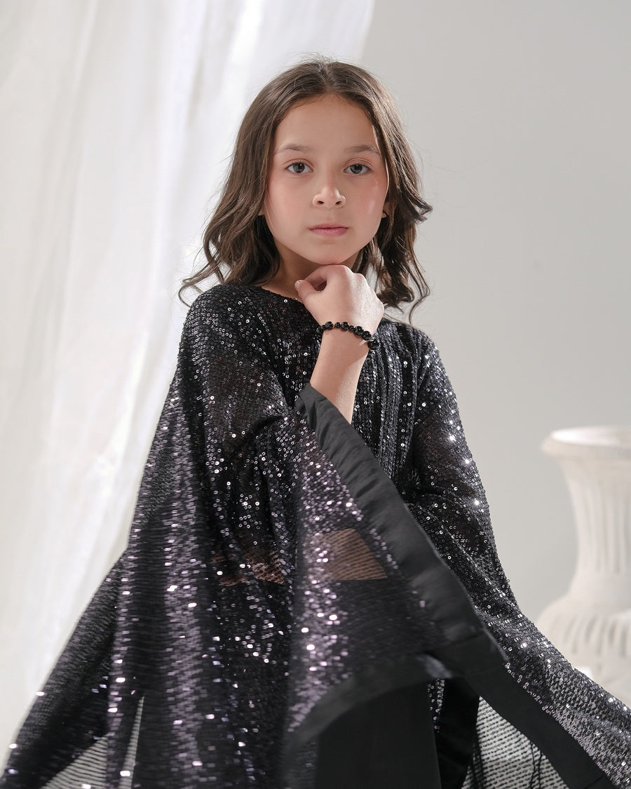 Sprinkles Stitched 2 Piece Formals Festive Kids Collection'2025-Eclipse - 2pcs Long Dress  Poncho