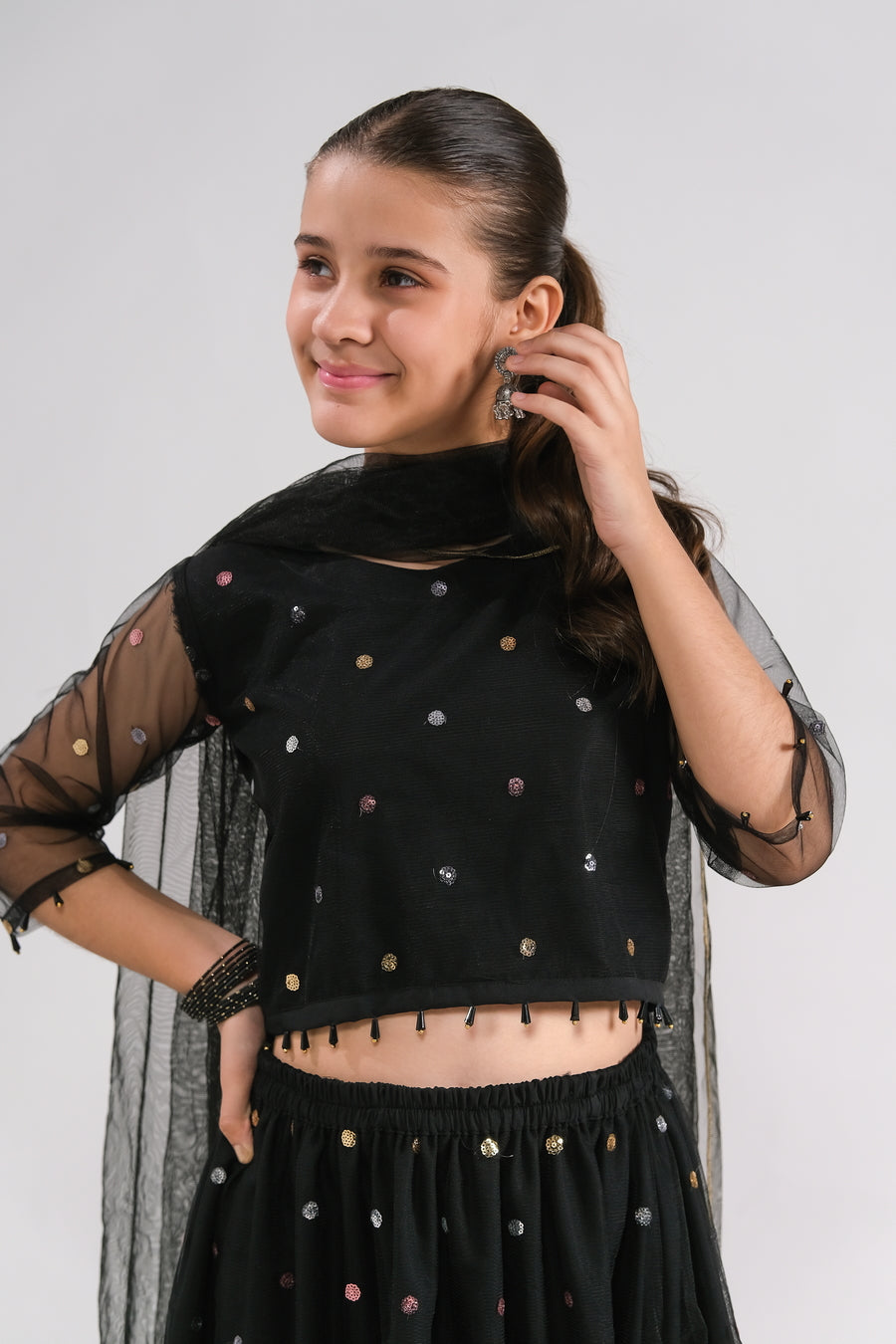 Sprinkles Stitched 3 Piece Formals Festive Kids Collection'2025-Midnight Bloom - 3pcs