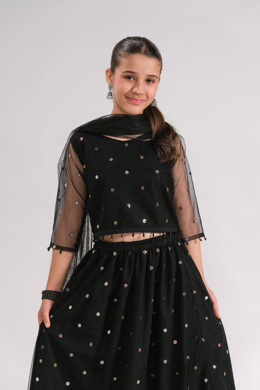 Sprinkles Stitched 3 Piece Formals Festive Kids Collection'2025-Midnight Bloom - 3pcs