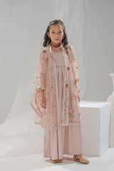 Sprinkles Stitched 2 Piece Formals Festive Kids Collection'2025-Fairy Tale Bloom - 2pcs Long Dress  Net Jacket