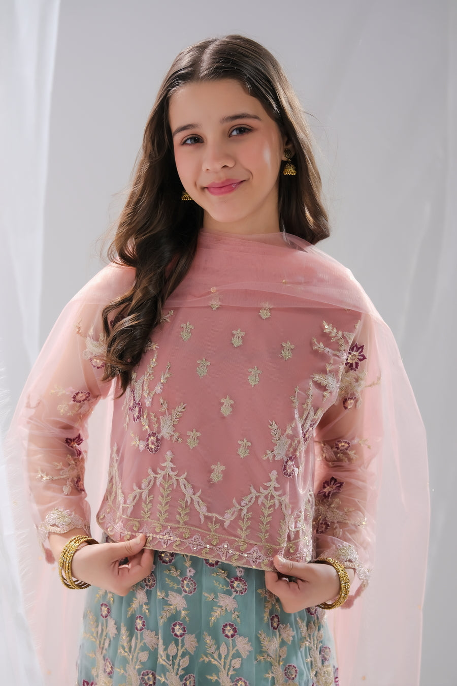 Sprinkles Stitched 3 Piece Formals Festive Kids Collection'2025-Sahar - 3pcs Embroidered Sharara Set