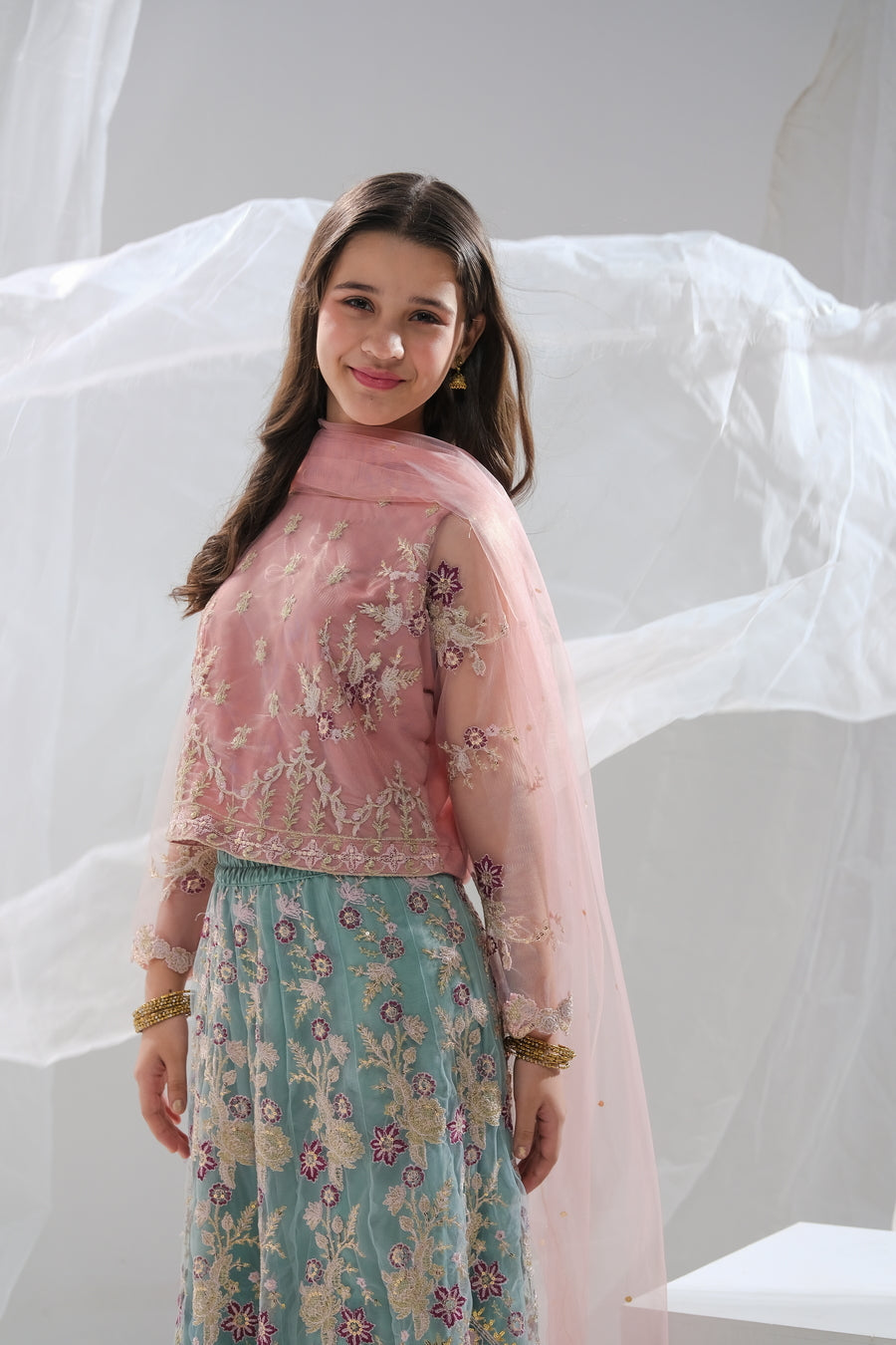 Sprinkles Stitched 3 Piece Formals Festive Kids Collection'2025-Sahar - 3pcs Embroidered Sharara Set