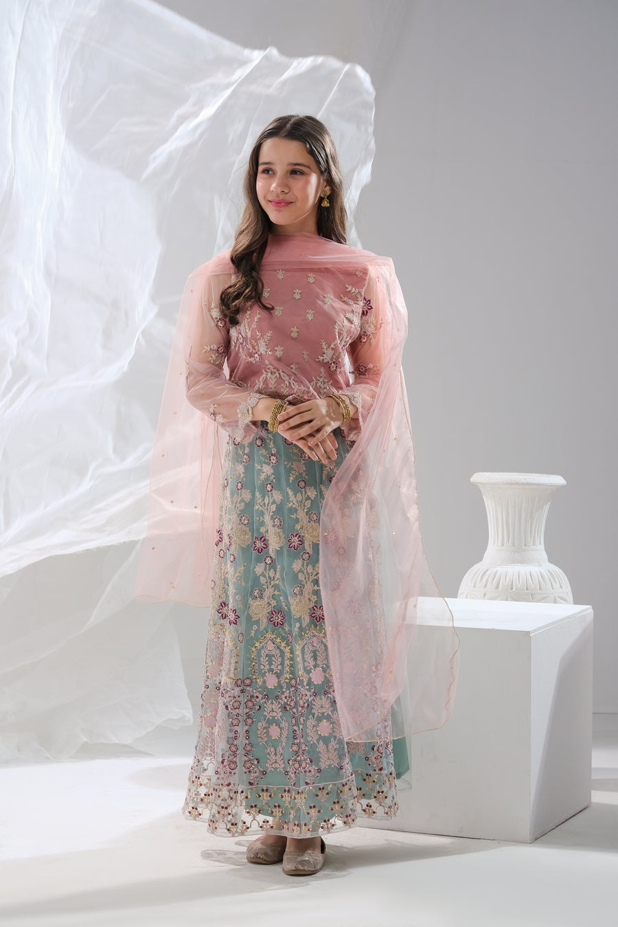 Sprinkles Stitched 3 Piece Formals Festive Kids Collection'2025-Sahar - 3pcs Embroidered Sharara Set