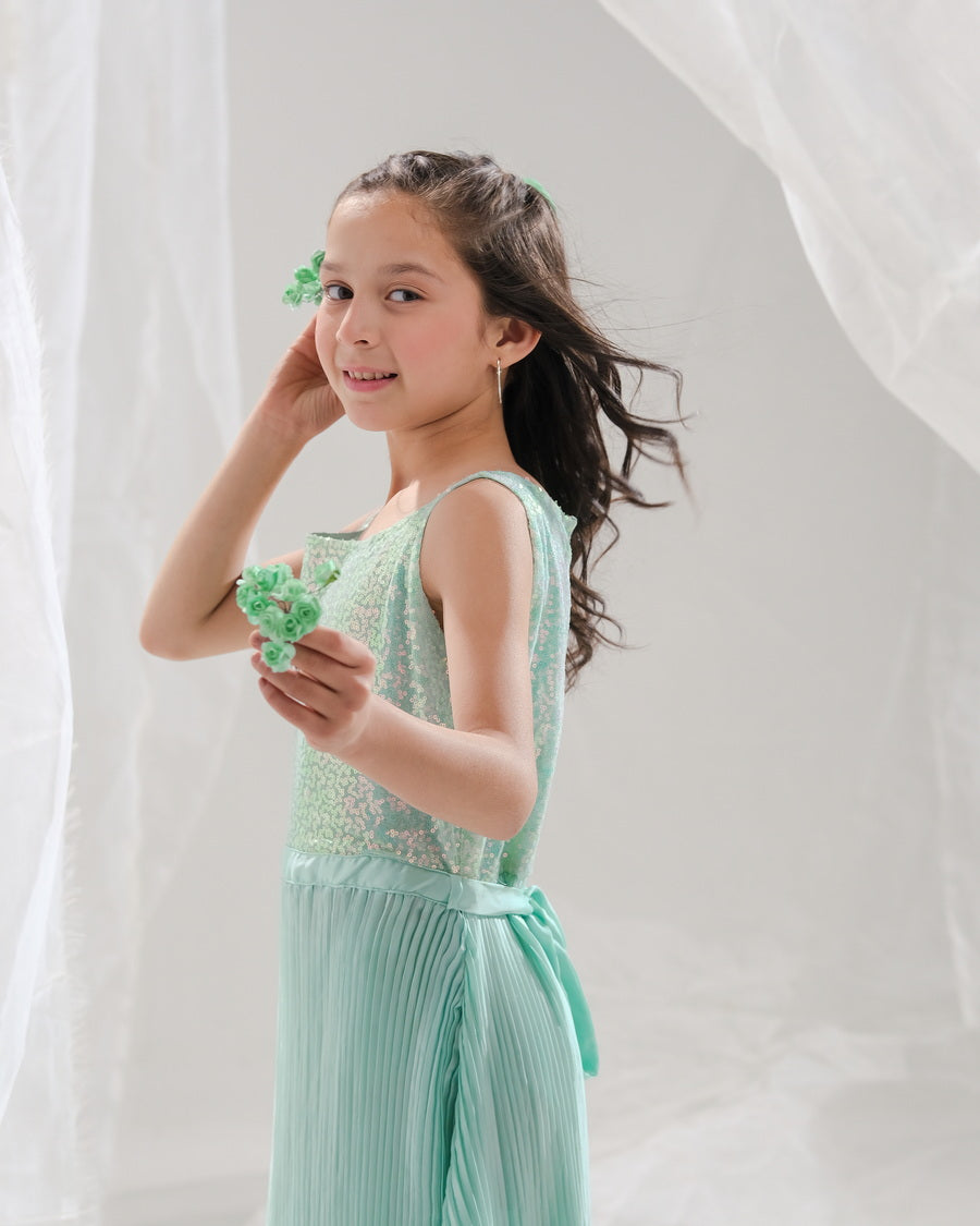Sprinkles Stitched 1 Piece Formals Festive Kids Collection'2025-Aqua Glimmer