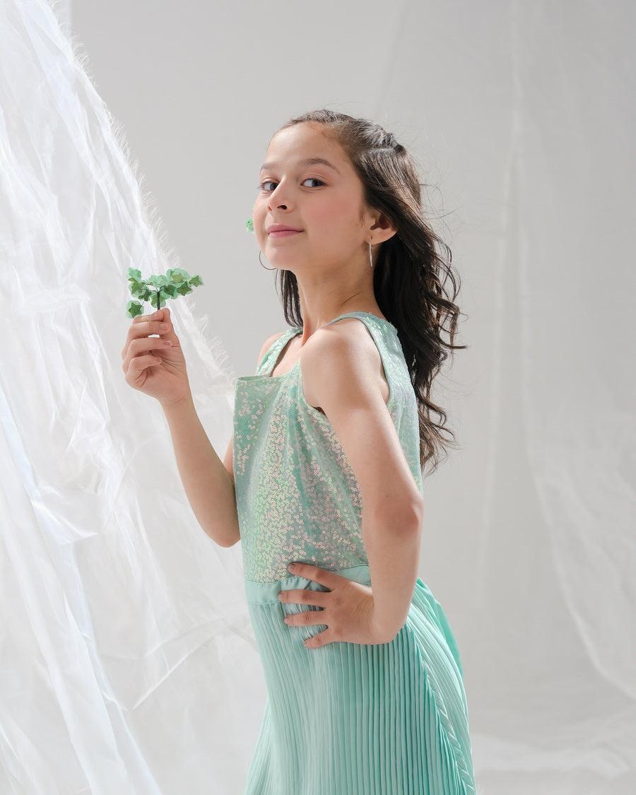 Sprinkles Stitched 1 Piece Formals Festive Kids Collection'2025-Aqua Glimmer