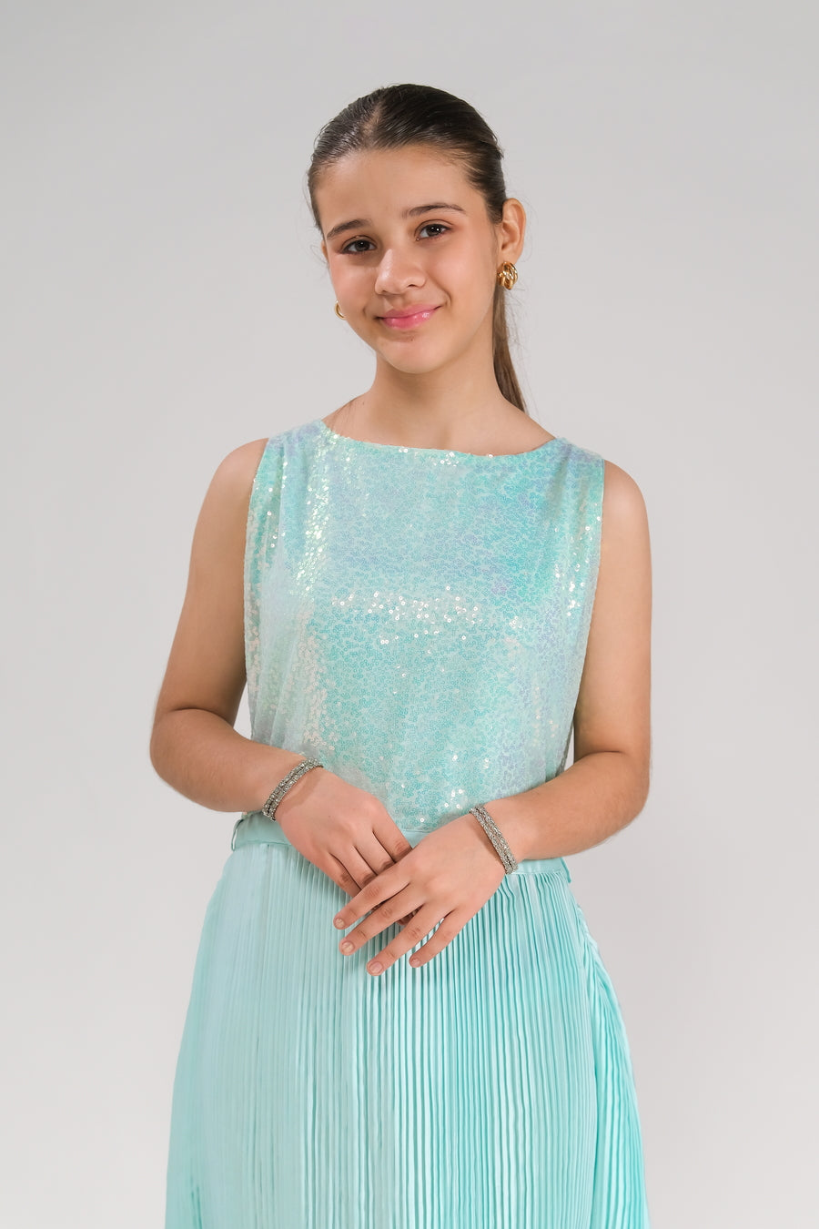 Sprinkles Stitched 1 Piece Formals Festive Kids Collection'2025-Aqua Glimmer