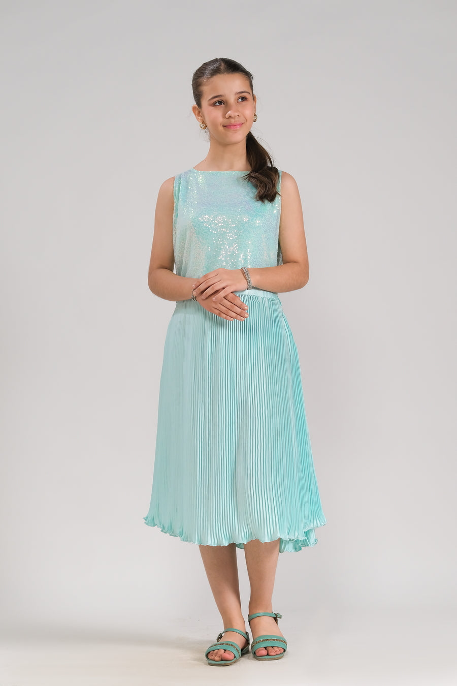 Sprinkles Stitched 1 Piece Formals Festive Kids Collection'2025-Aqua Glimmer