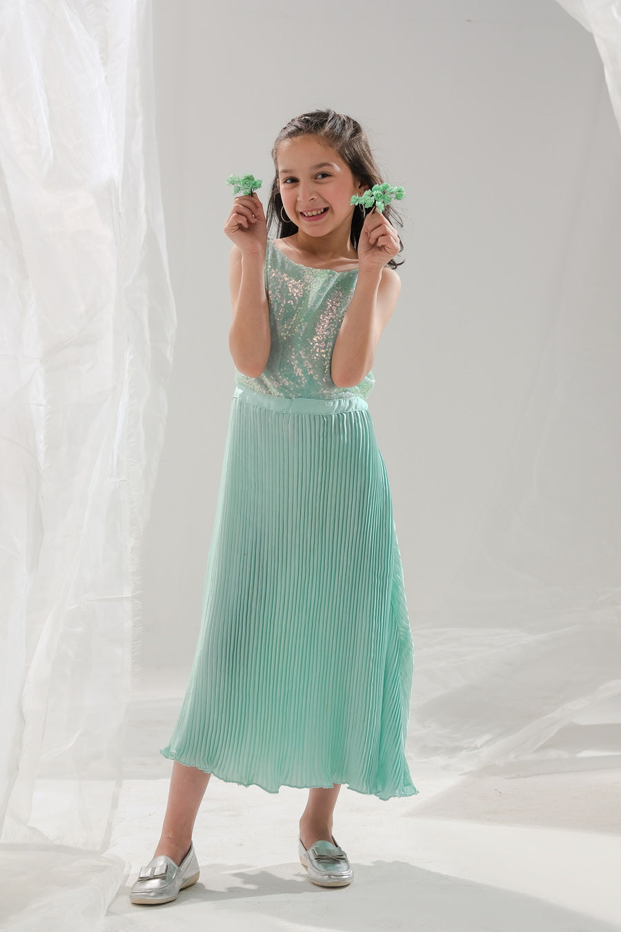Sprinkles Stitched 1 Piece Formals Festive Kids Collection'2025-Aqua Glimmer