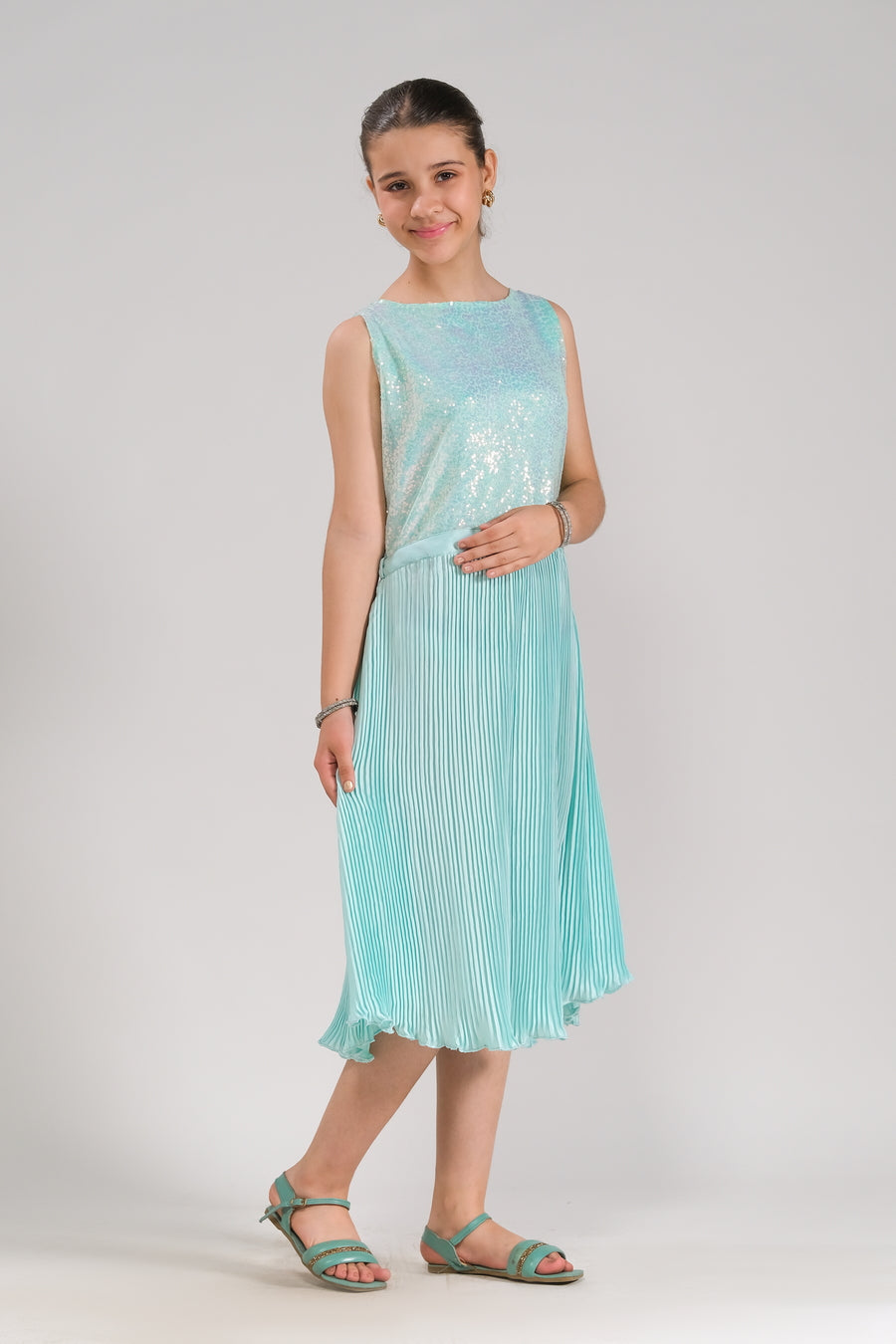 Sprinkles Stitched 1 Piece Formals Festive Kids Collection'2025-Aqua Glimmer