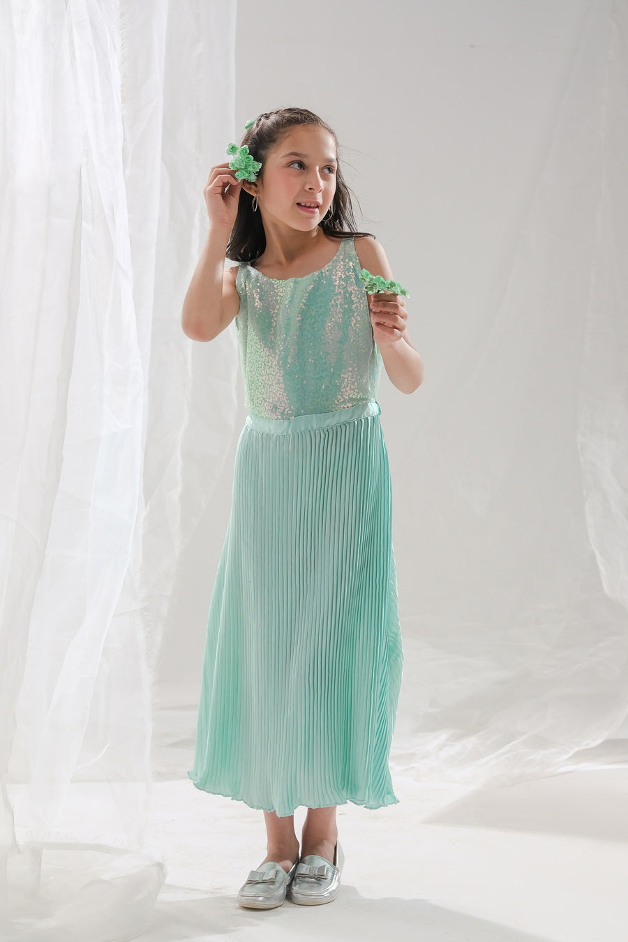 Sprinkles Stitched 1 Piece Formals Festive Kids Collection'2025-Aqua Glimmer