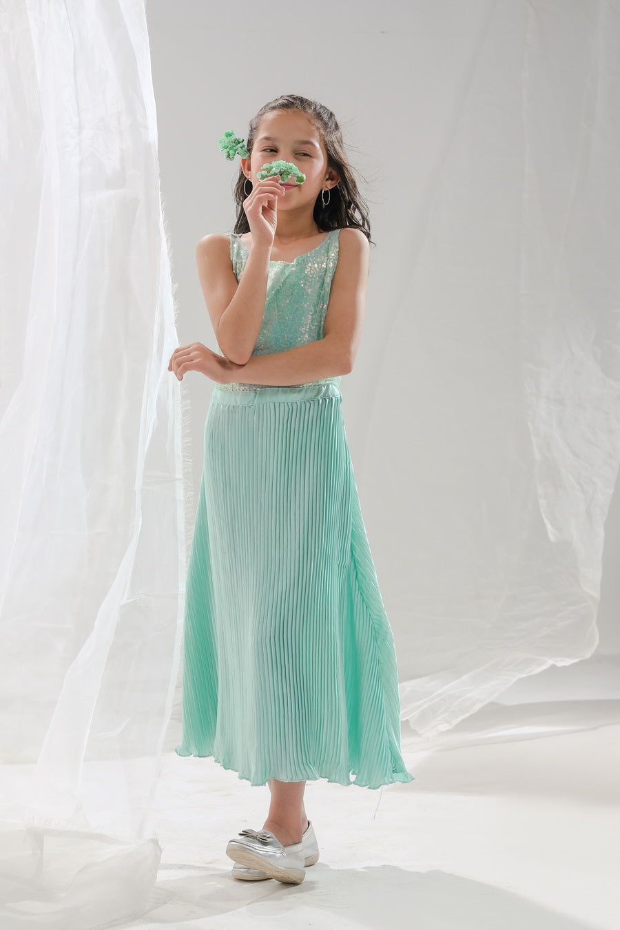 Sprinkles Stitched 1 Piece Formals Festive Kids Collection'2025-Aqua Glimmer
