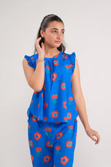 Sprinkles Stitched 2 Piece Summer Co Ord Sets Kids Collection'2025-Azure Floral Vibes - Co-ord Set