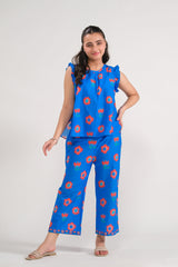 Sprinkles Stitched 2 Piece Summer Co Ord Sets Kids Collection'2025-Azure Floral Vibes - Co-ord Set