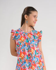 Sprinkles Stitched 2 Piece Summer Co Ord Sets Kids Collection'2025-Sunset Petals - Co-ord Set