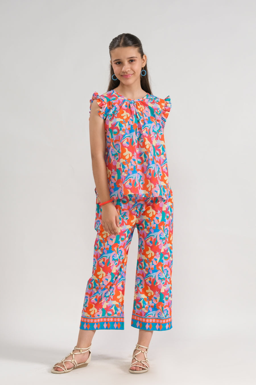 Sprinkles Stitched 2 Piece Summer Co Ord Sets Kids Collection'2025-Sunset Petals - Co-ord Set