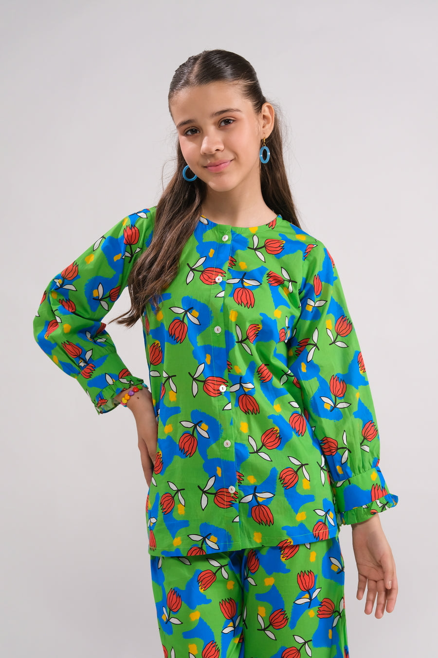Sprinkles Stitched 2 Piece Summer Co Ord Sets Kids Collection'2025-Emerald Bloom - Co-ord Set