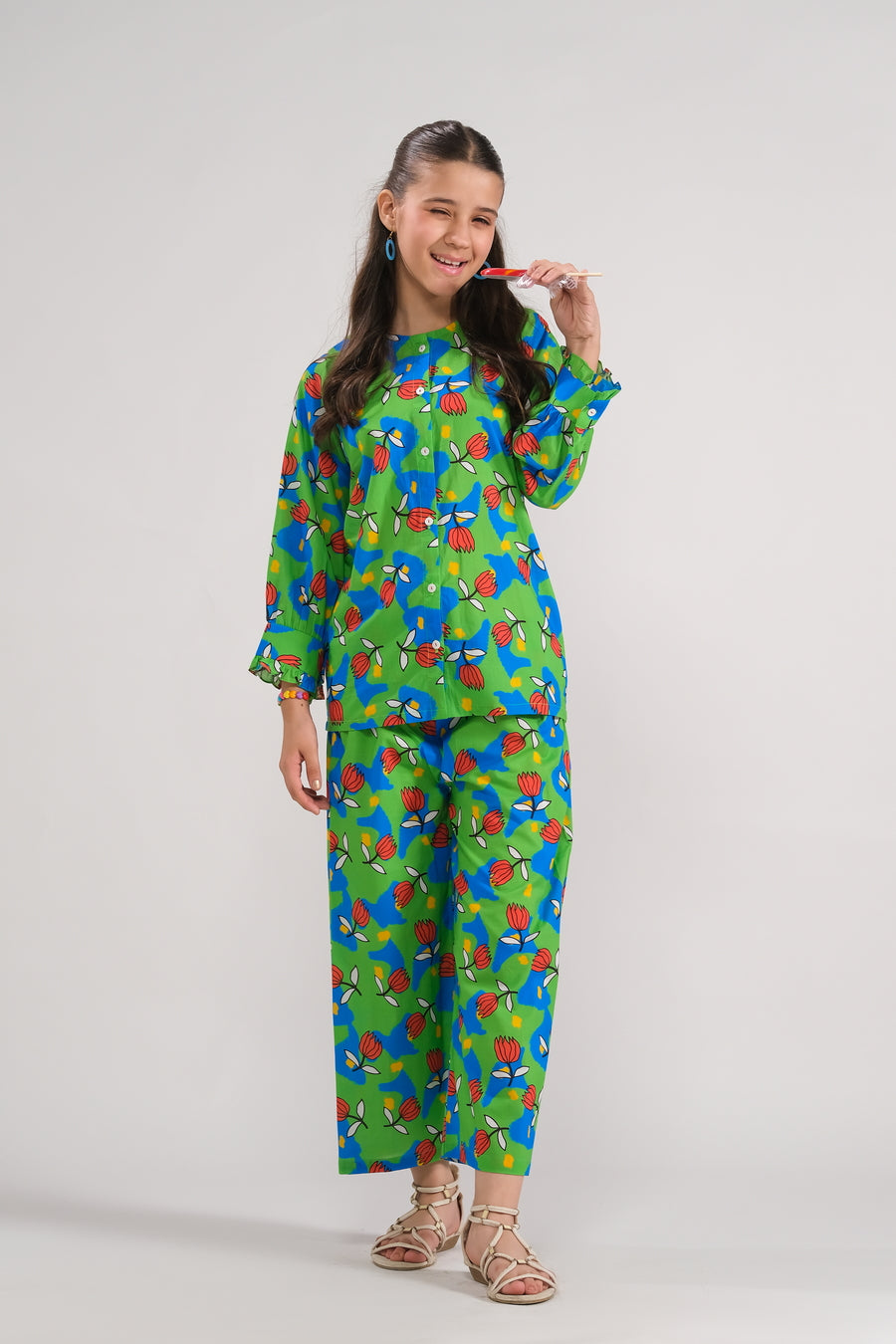 Sprinkles Stitched 2 Piece Summer Co Ord Sets Kids Collection'2025-Emerald Bloom - Co-ord Set