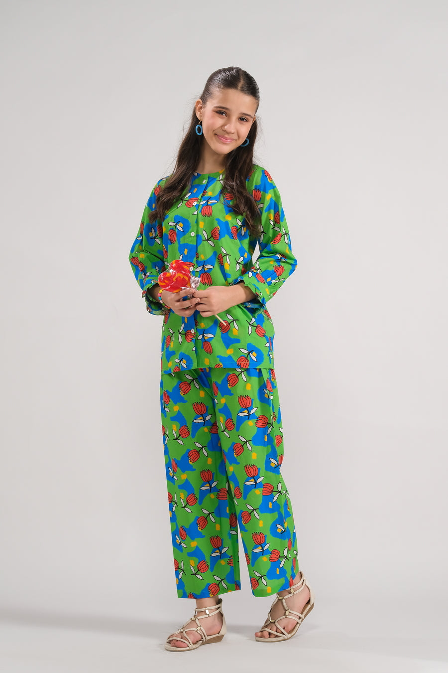 Sprinkles Stitched 2 Piece Summer Co Ord Sets Kids Collection'2025-Emerald Bloom - Co-ord Set