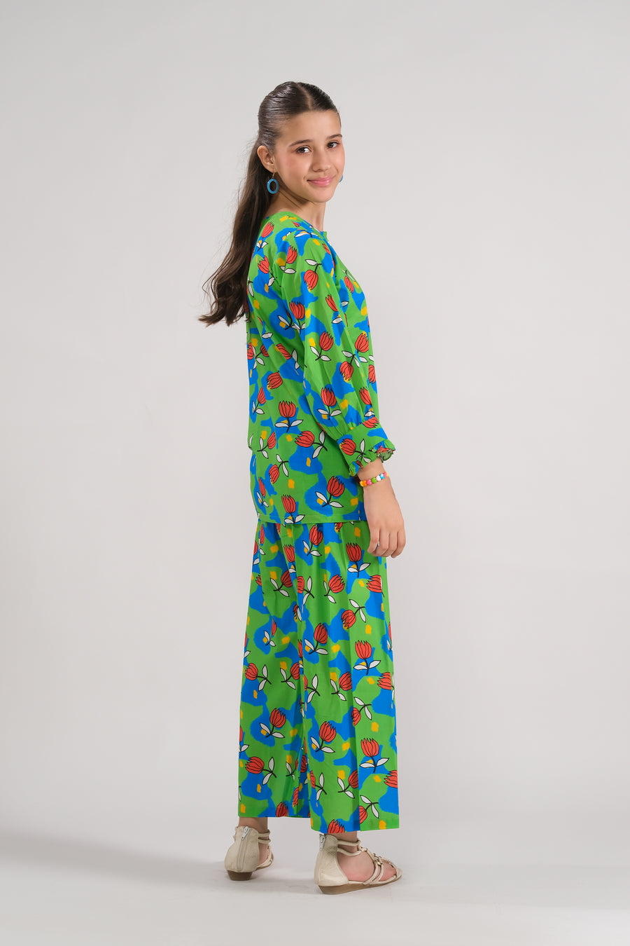 Sprinkles Stitched 2 Piece Summer Co Ord Sets Kids Collection'2025-Emerald Bloom - Co-ord Set