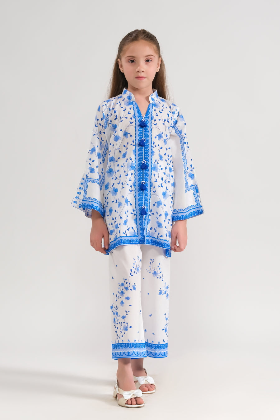 Sprinkles Stitched 2 Piece Summer Co Ord Sets Kids Collection'2025-Blue Blossom - 2pcs