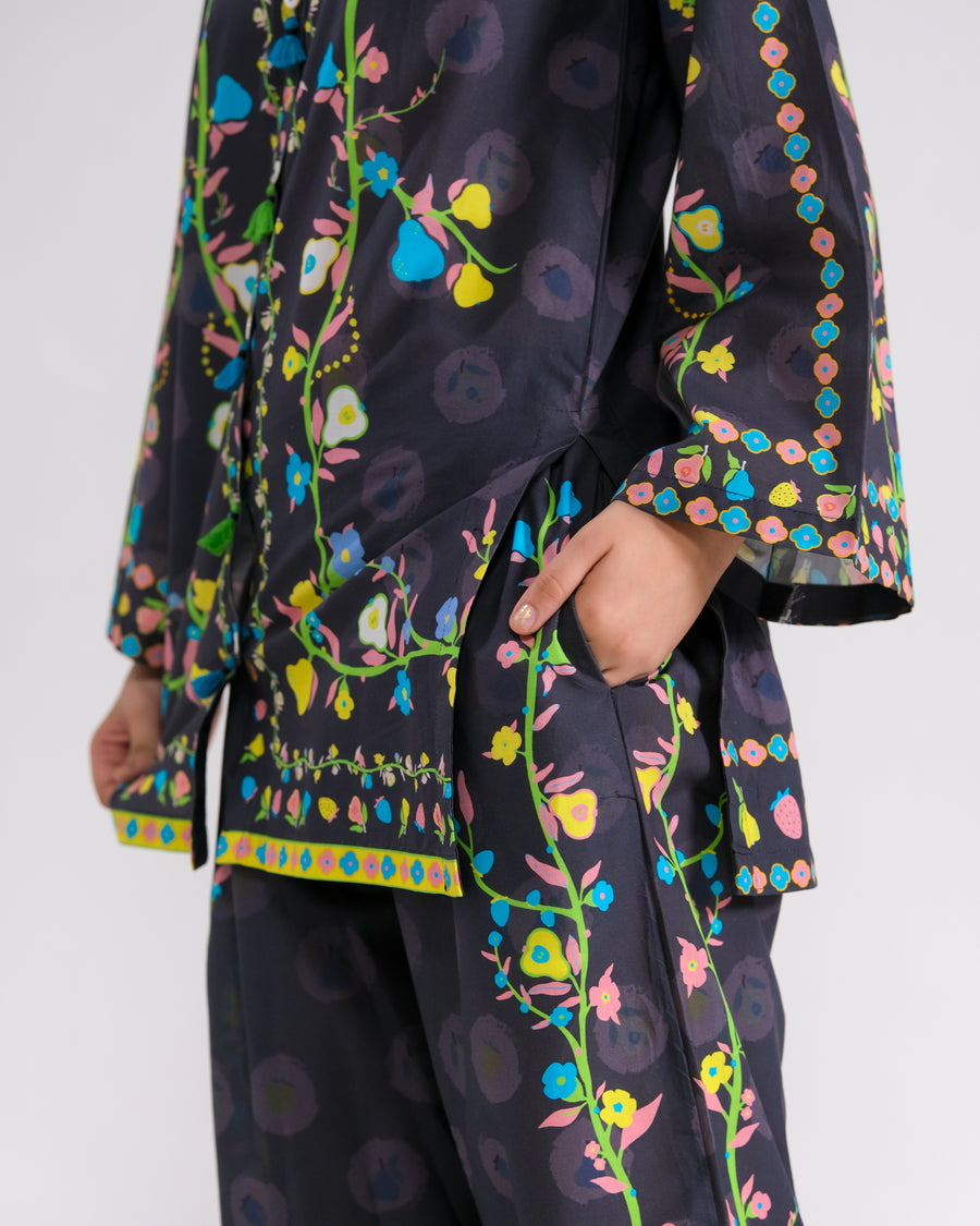 Sprinkles Stitched 2 Piece Summer Co Ord Sets Kids Collection'2025-Midnight Flora - 2pcs