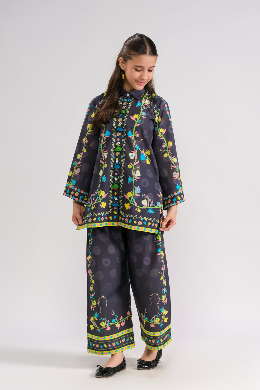 Sprinkles Stitched 2 Piece Summer Co Ord Sets Kids Collection'2025-Midnight Flora - 2pcs