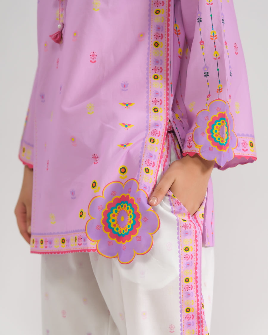 Sprinkles Stitched 2 Piece Summer Co Ord Sets Kids Collection'2025-Lavender Delight - 2pcs