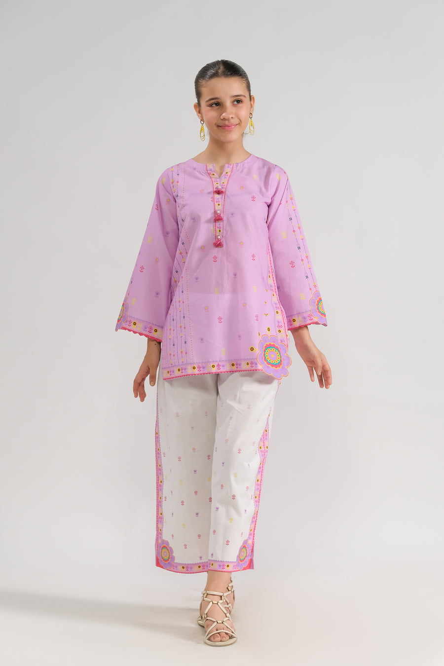 Sprinkles Stitched 2 Piece Summer Co Ord Sets Kids Collection'2025-Lavender Delight - 2pcs