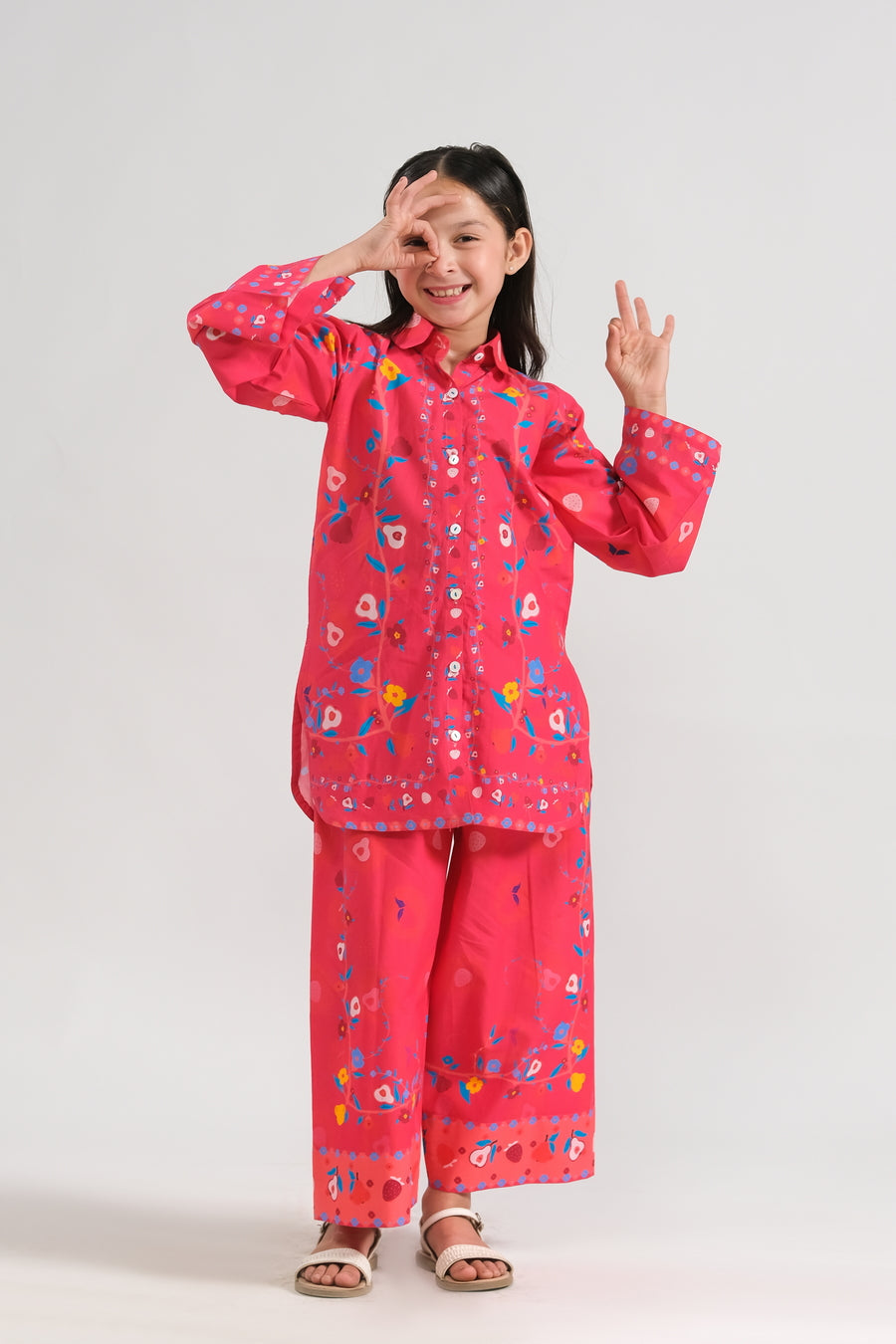 Sprinkles Stitched 2 Piece Summer Co Ord Sets Kids Collection'2025-Pink Fiesta - 2pcs
