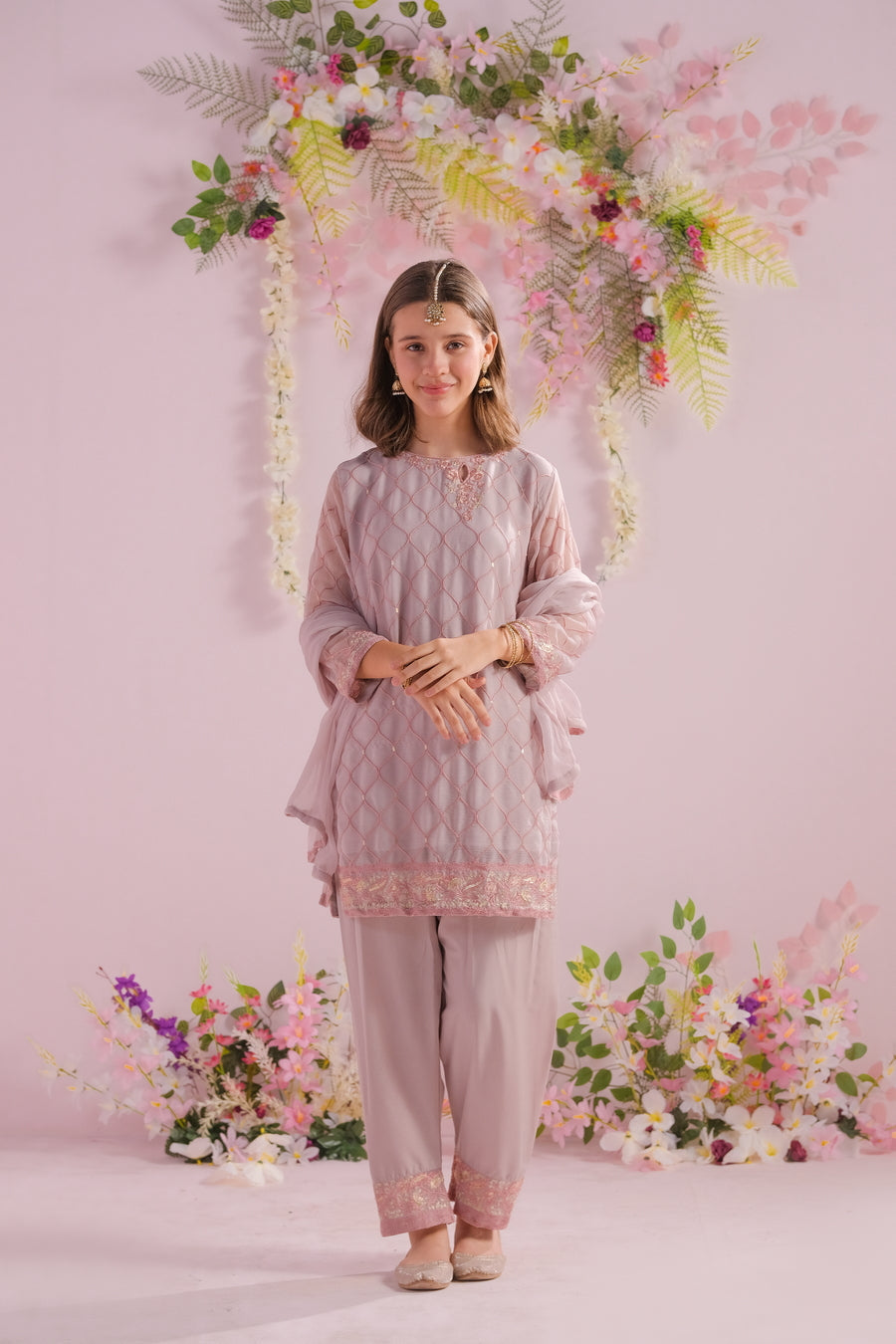 Sprinkles Stitched 3 Piece Formals Festive Kids Collection'2025-Muted Dahlia - 3pcs