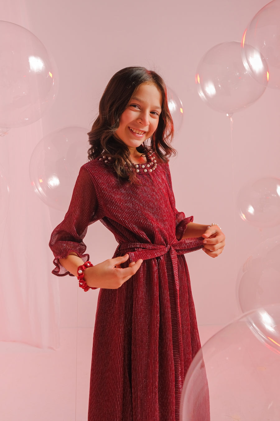 Sprinkles Stitched 1 Piece Formals Festive Kids Collection'2025-Cherry - 1pc