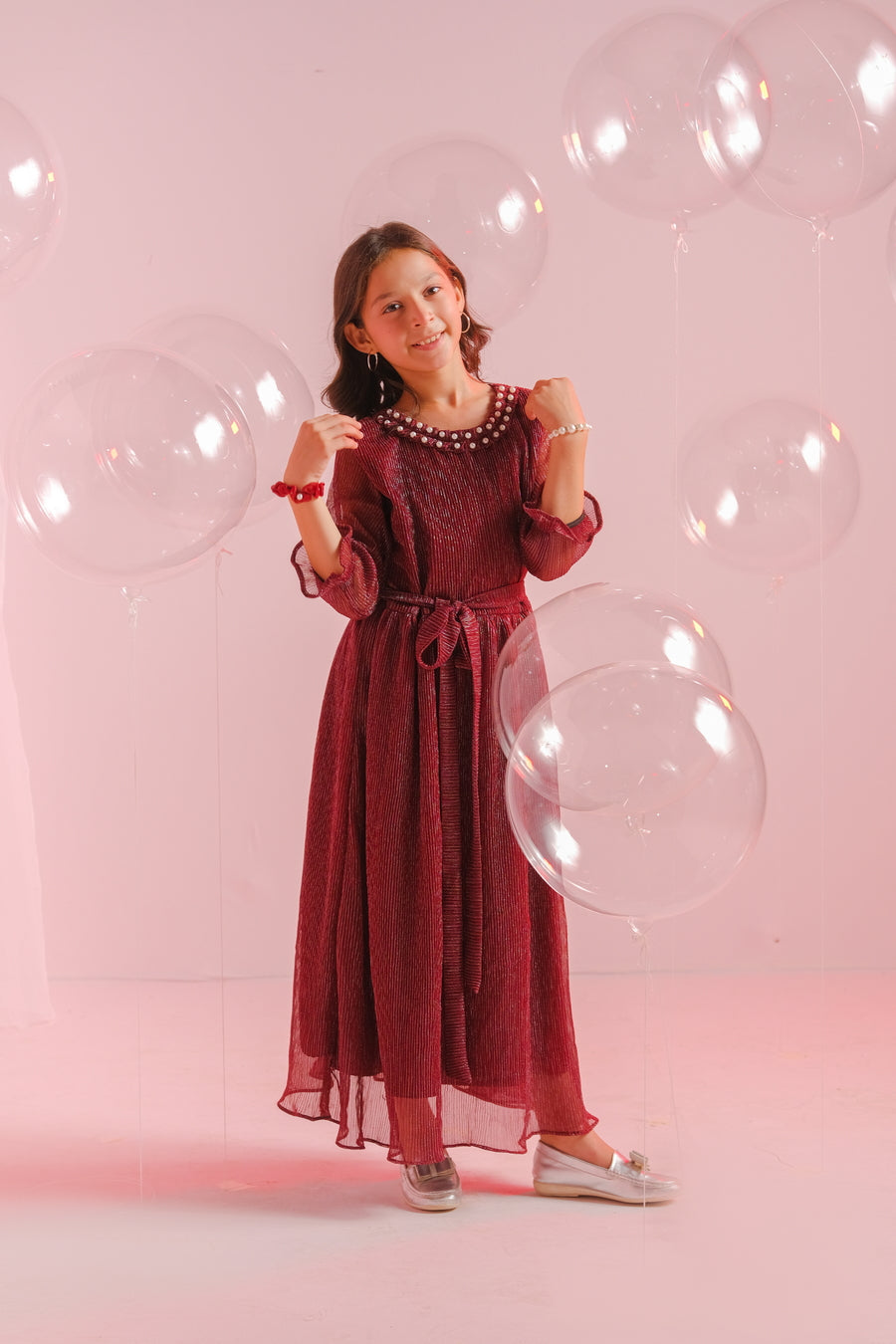 Sprinkles Stitched 1 Piece Formals Festive Kids Collection'2025-Cherry - 1pc