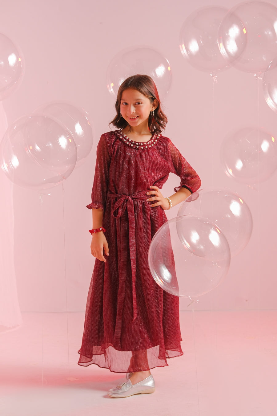 Sprinkles Stitched 1 Piece Formals Festive Kids Collection'2025-Cherry - 1pc